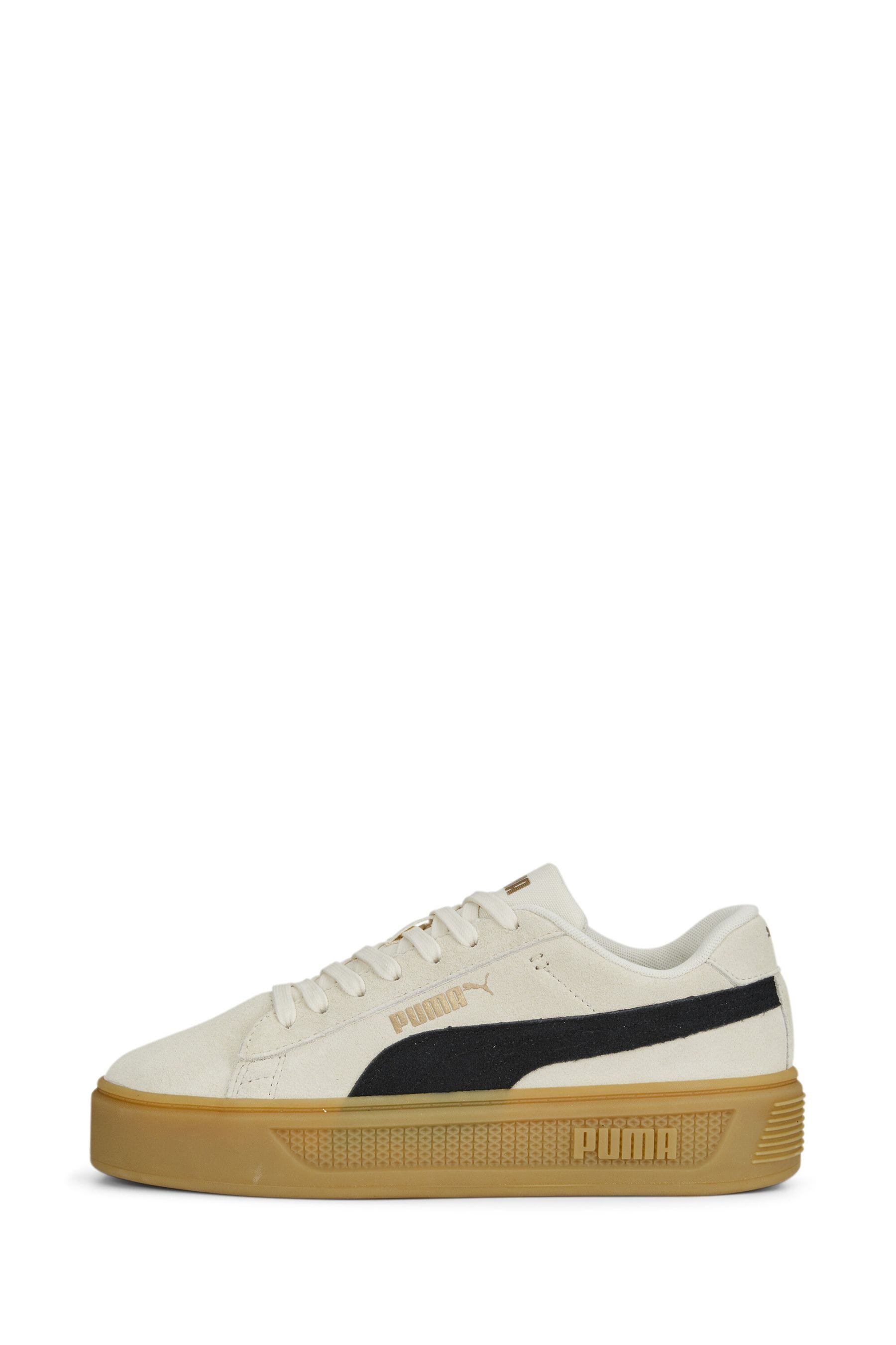 Puma White Womens Smash Platform V3 Suede Sneakers Trainers