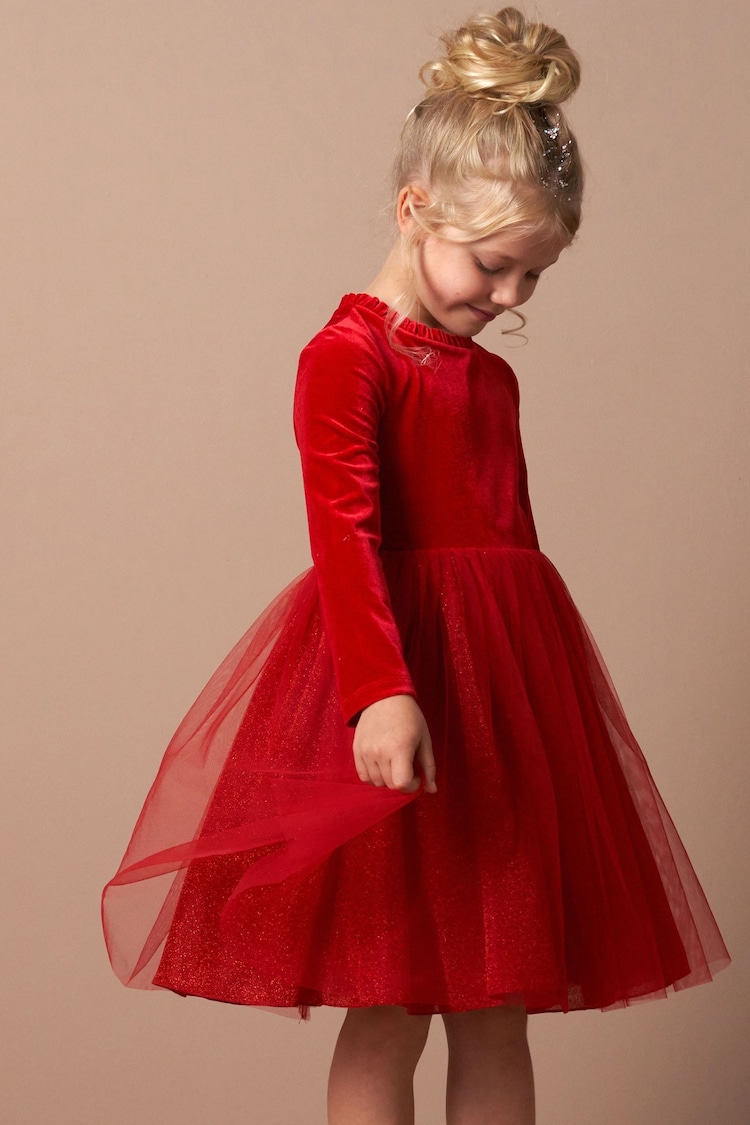 Angel & Rocket Red Elsie Velvet Tuelle Dress - Image 2 of 8