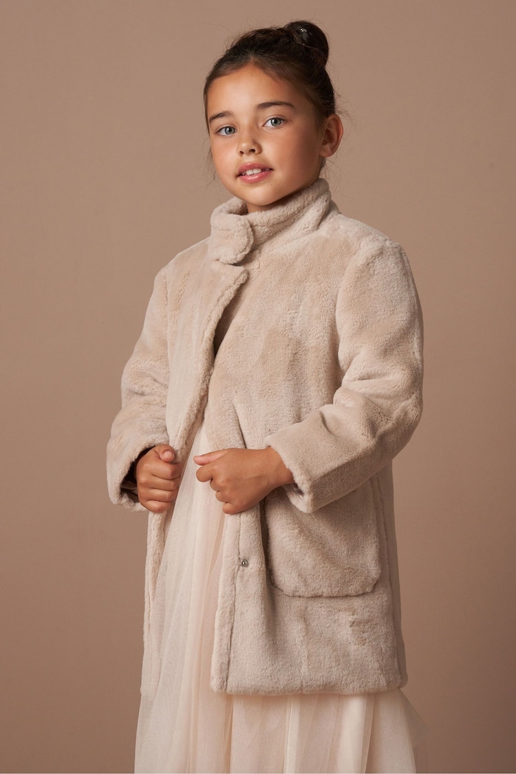 Angel & Rocket Natural Briar Taupe Fur Coat - Image 1 of 6