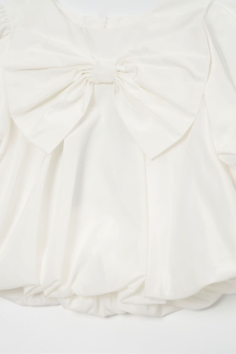 Angel & Rocket White Nadia Bubble Hem Bow Top - Image 7 of 7