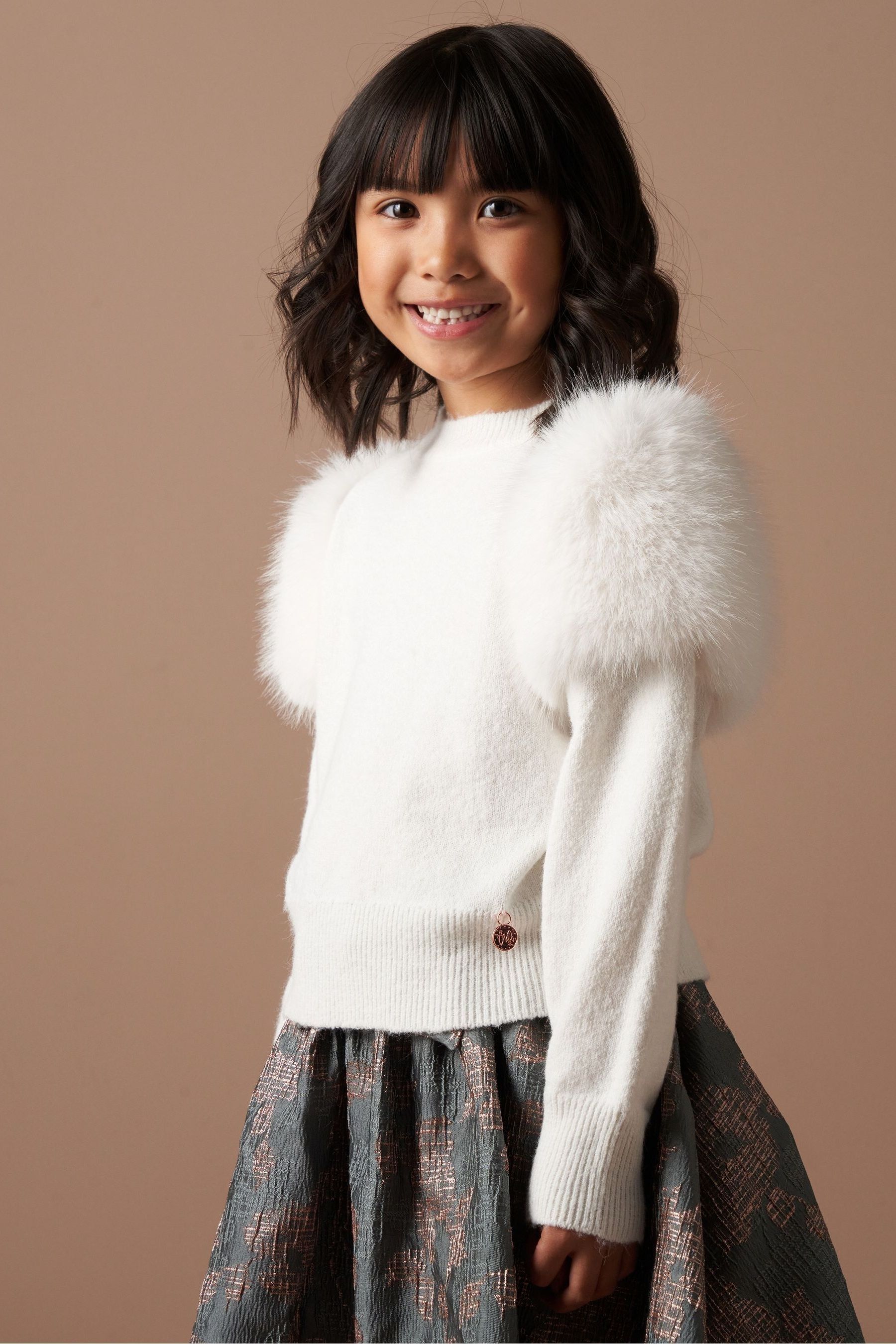 Angel Rocket Cream Suzanna Faux Fur Sleeve Jumper