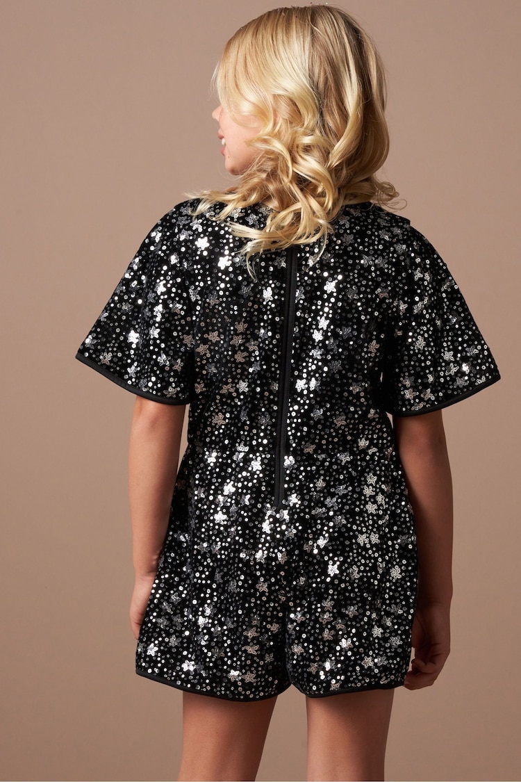 Angel & Rocket Black Nova Sequin Playsuit - Image 2 of 8