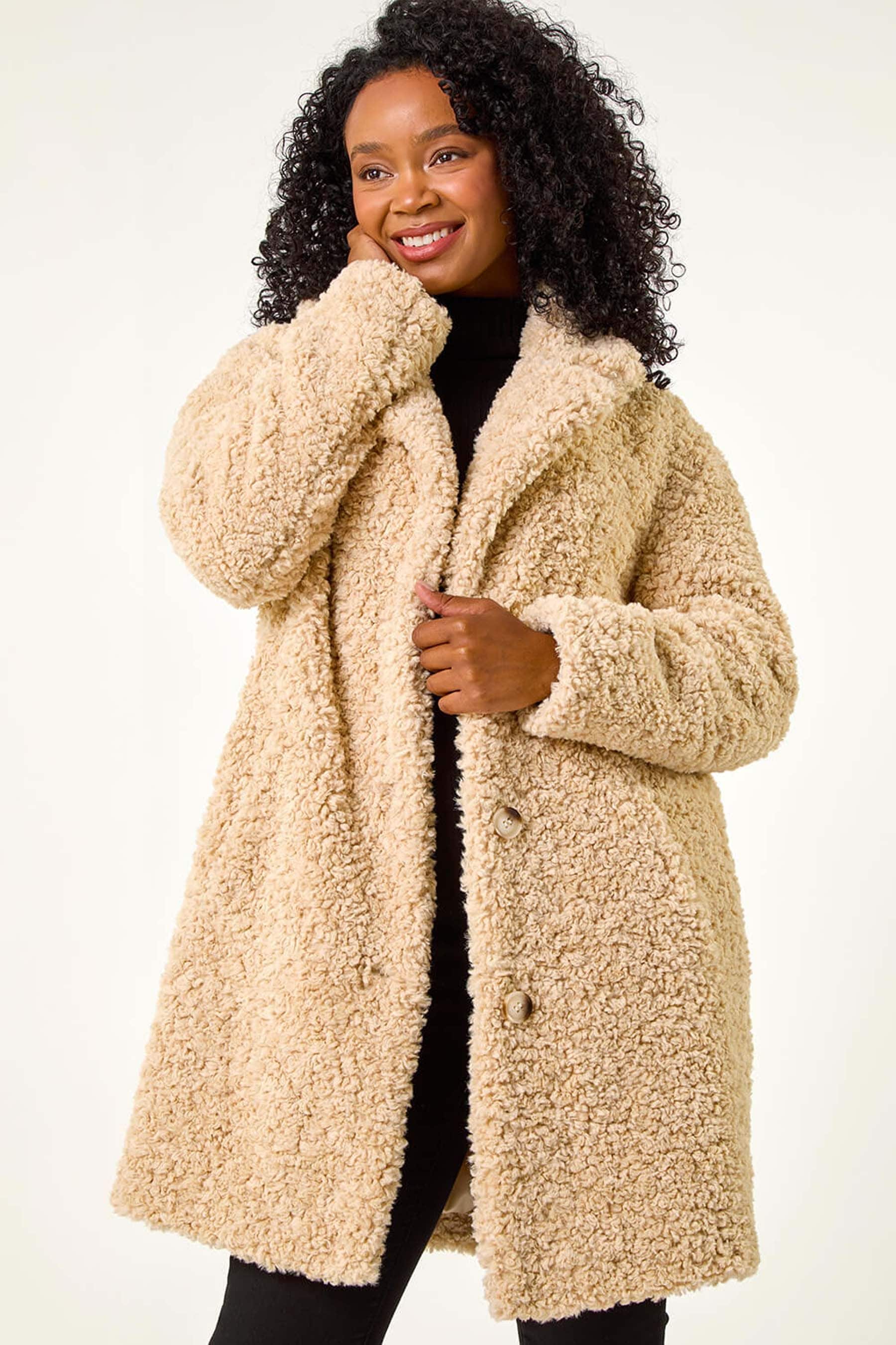 Buy Roman Natural Petite Teddy Longline Coat from the Next UK online shop