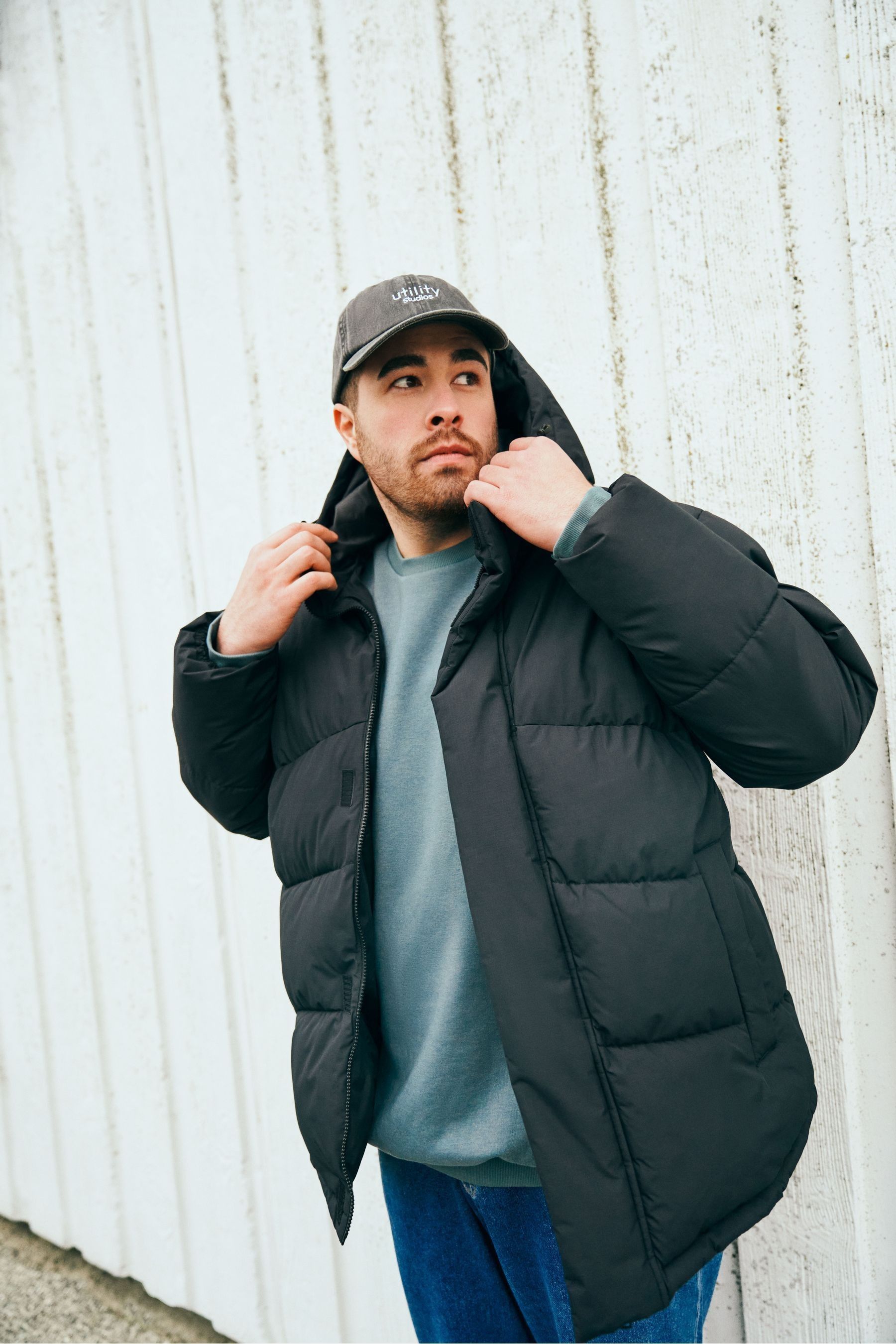 Thin black puffer jacket on sale