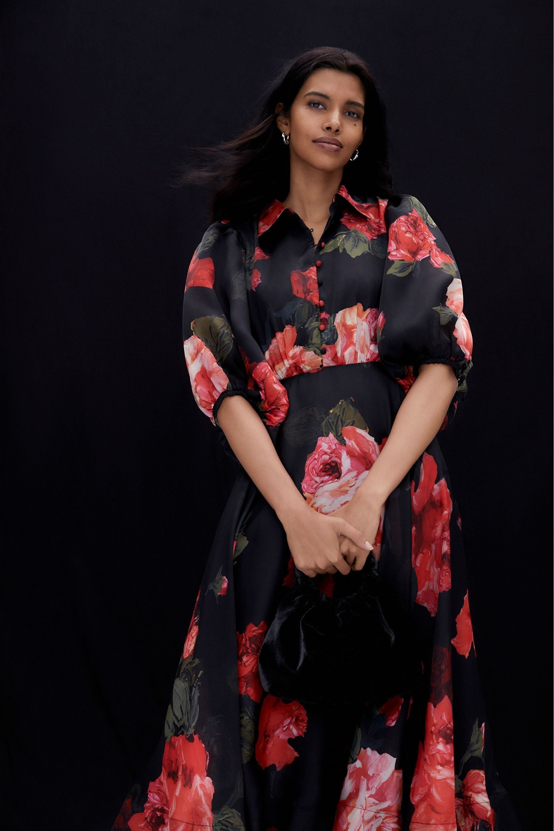 Buy Phase Eight Black Cilla Floral Shirt Midi Dress from the Next UK online shop
