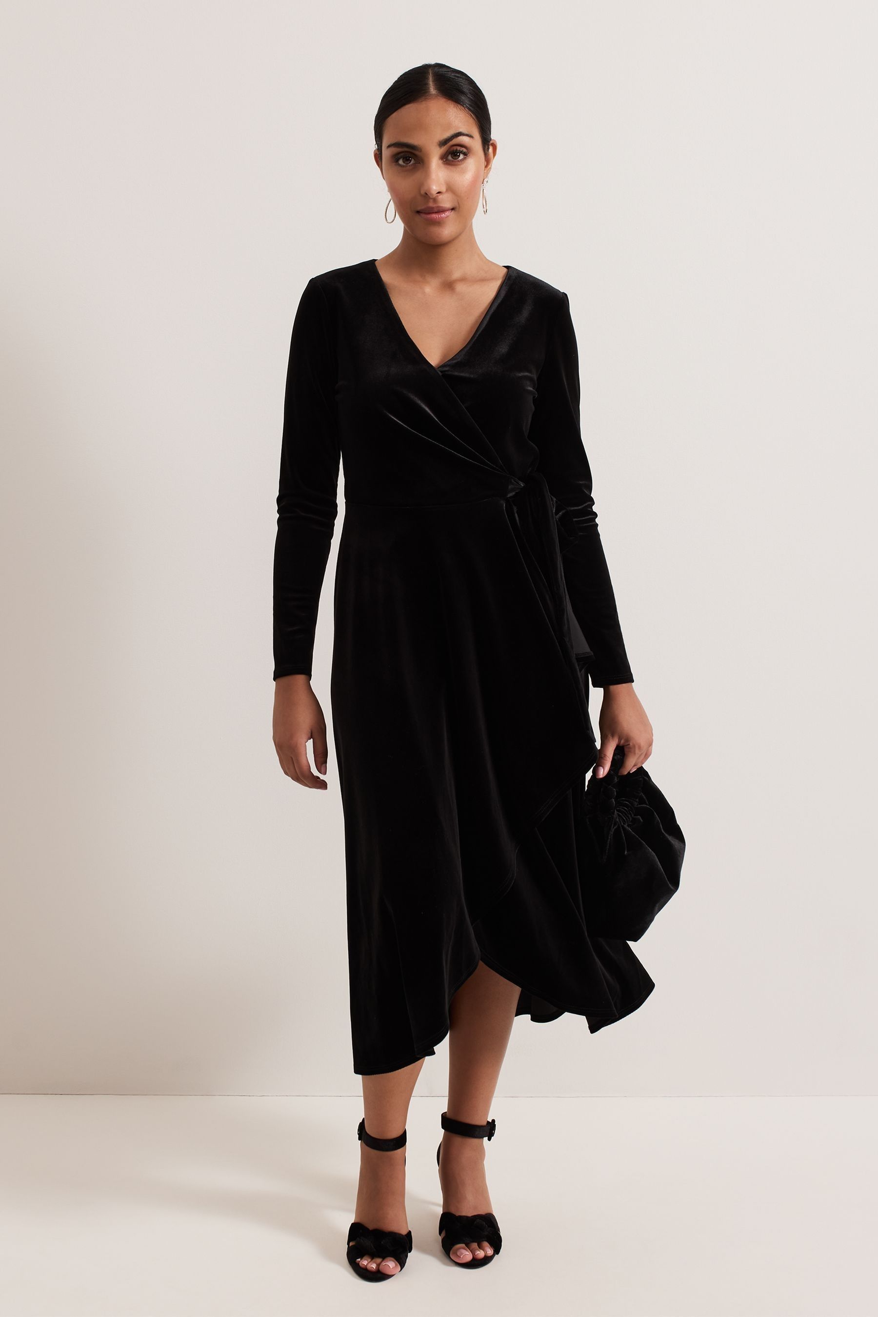 Buy Phase Eight Black Petite Julia Black Velvet Wrap Dress from Next Ireland