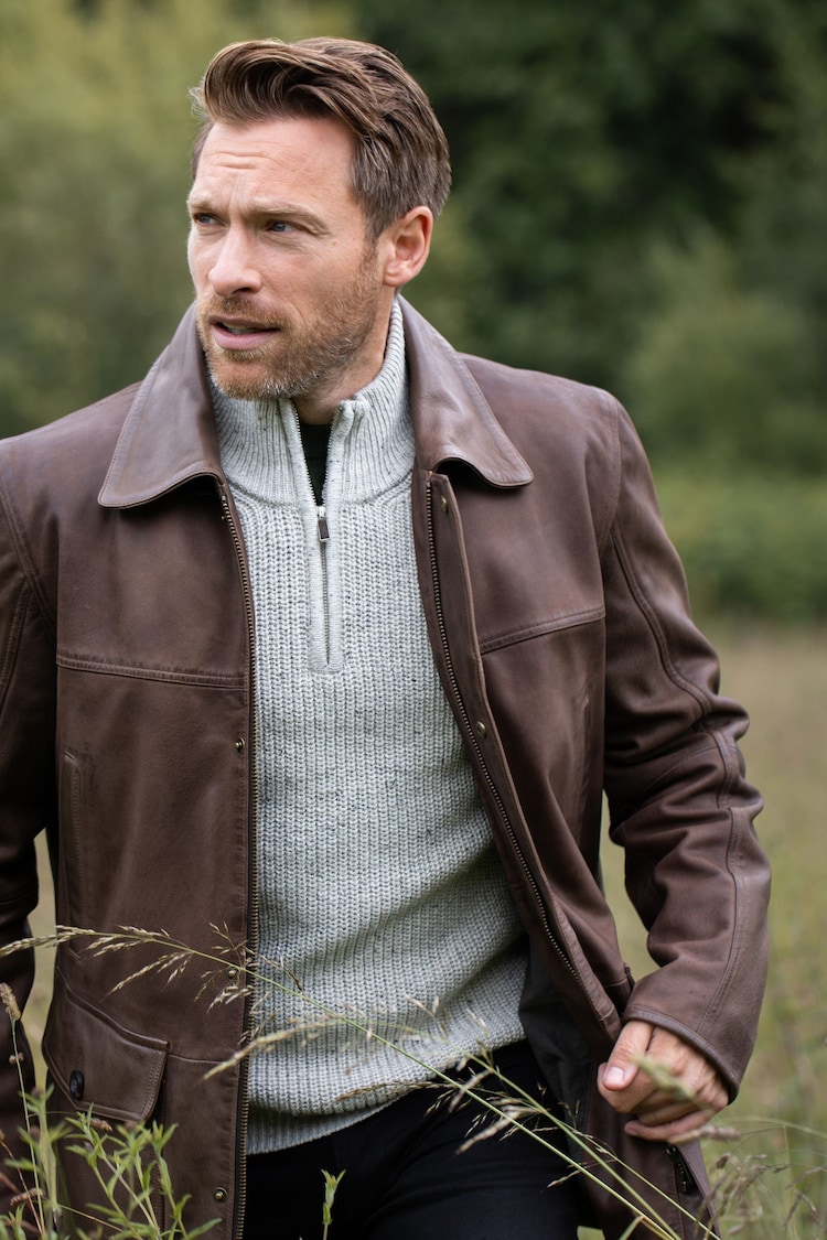 Lakeland Leather Brown Garth Collared Coat - Image 2 of 6