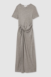 Reiss Grey Hadley Jersey Twist-Detail Midi Dress - Image 2 of 6