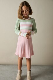 Reiss Pink Polly Colour-Block Rib-Knit Skater Dress - Image 2 of 4