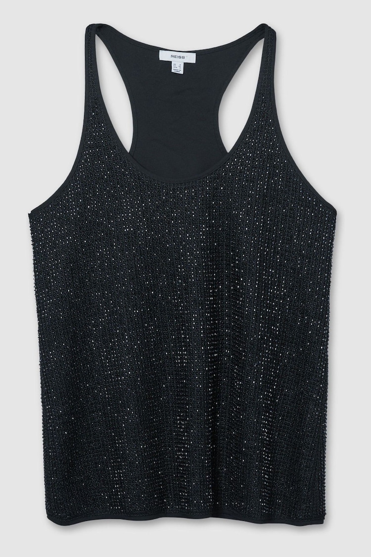 Reiss Dark Blue Lia Beaded Cami Top - Image 2 of 7