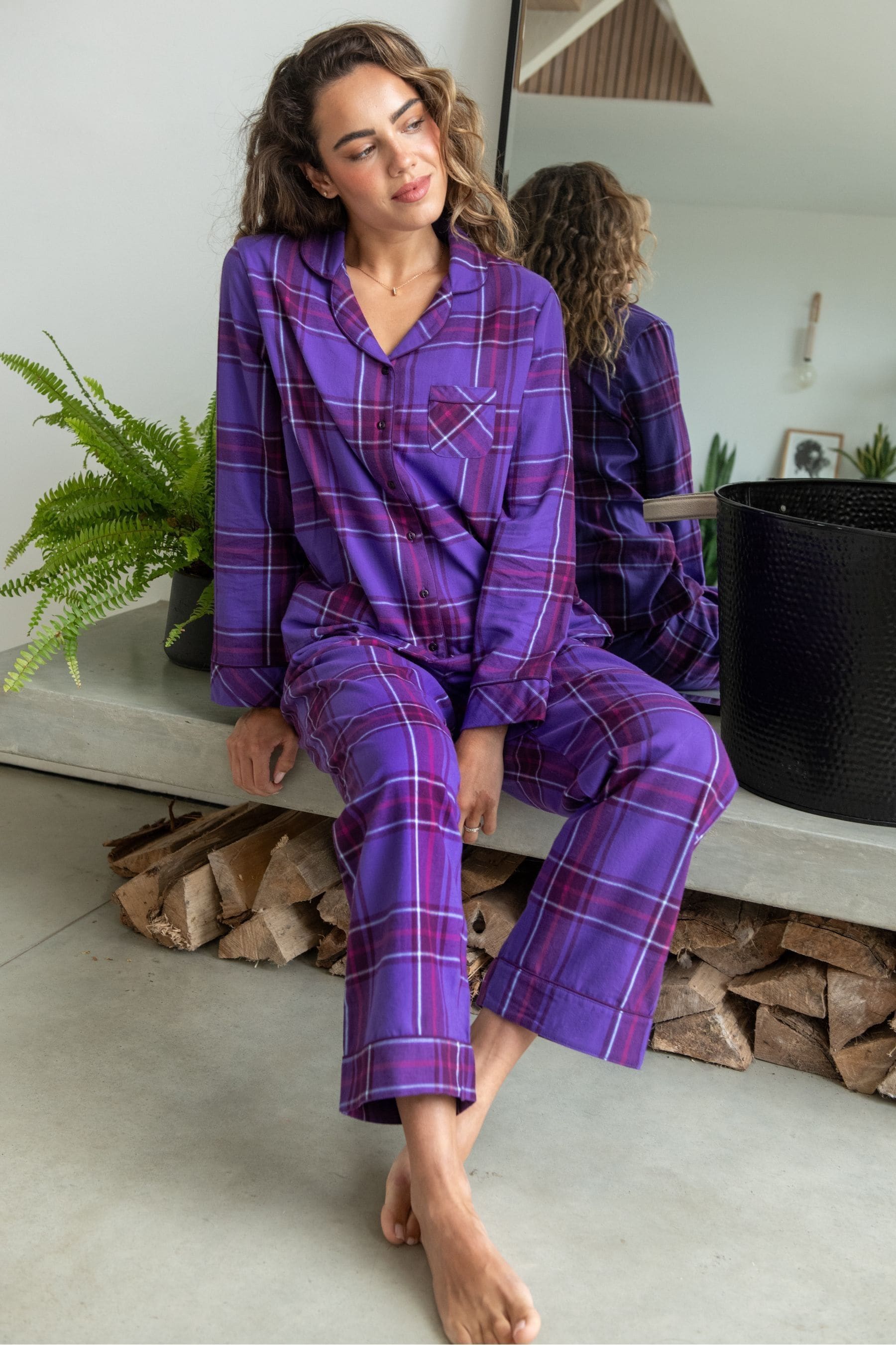 Purple cotton pajamas sale