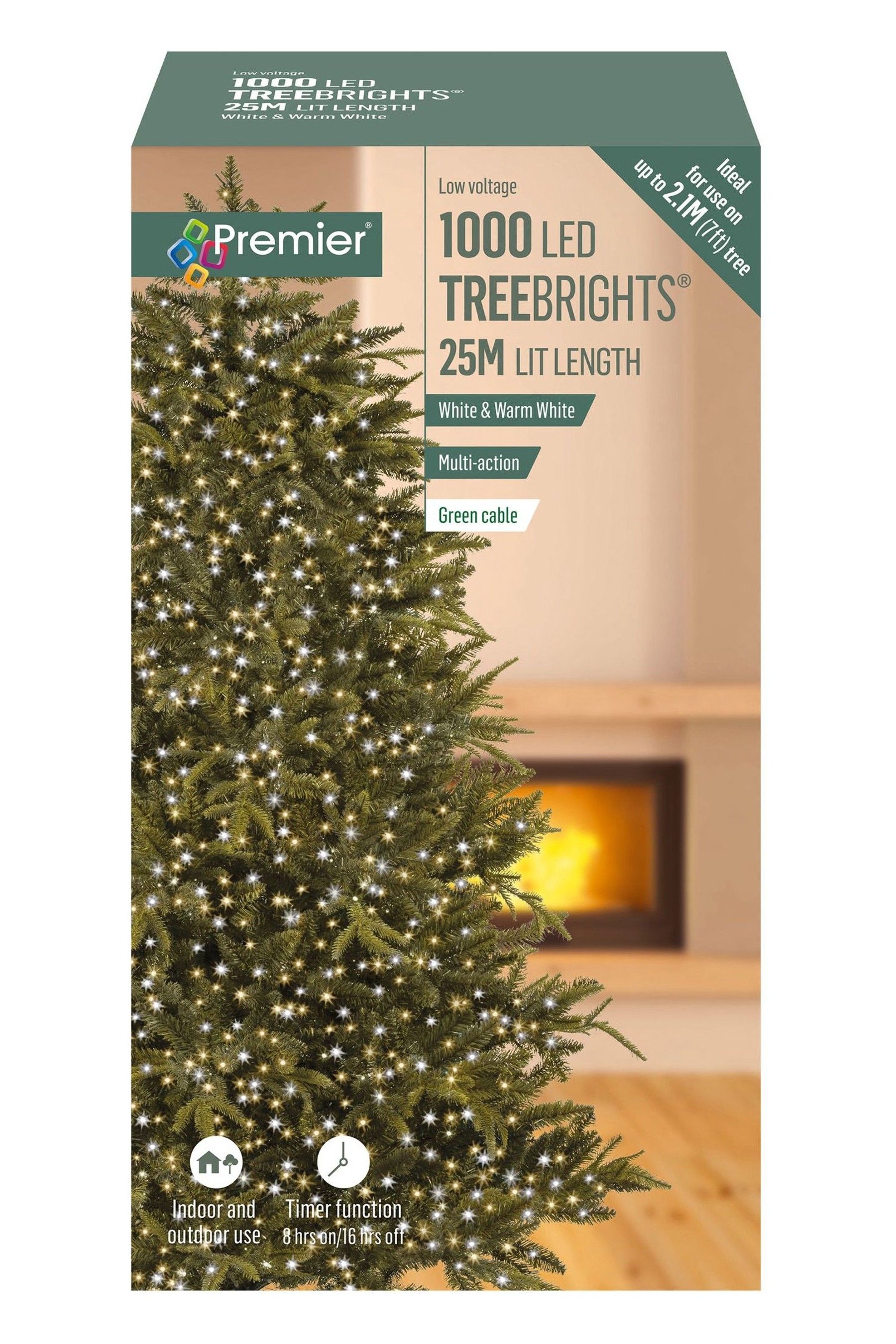 Buy Premier Decorations Ltd White Warm 1000 LED Tree Brights 25m Christmas Lights with Timer from the AspennigeriaShops online shop