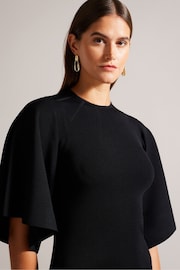 Ted Baker Black Lounia Fluted Sleeves Knitted Bodycon Midi Dress - Image 3 of 6