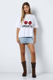 NOISY MAY White Short Sleeve Cherry Slogan T-Shirt - Image 4 of 8