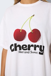 NOISY MAY White Short Sleeve Cherry Slogan T-Shirt - Image 5 of 8