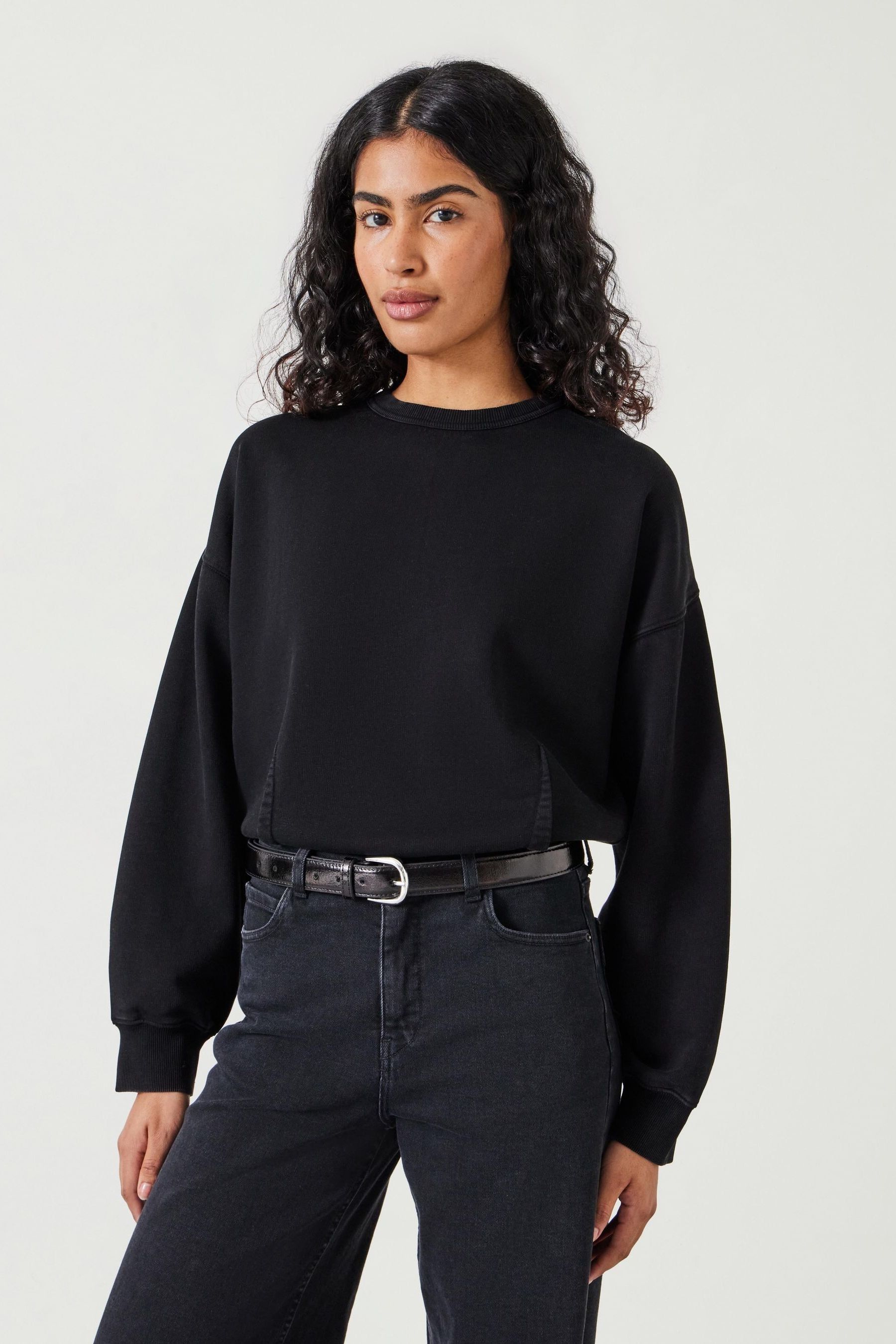 Hush Black Blair Dart Detail Relaxed 100 Cotton Sweatshirt