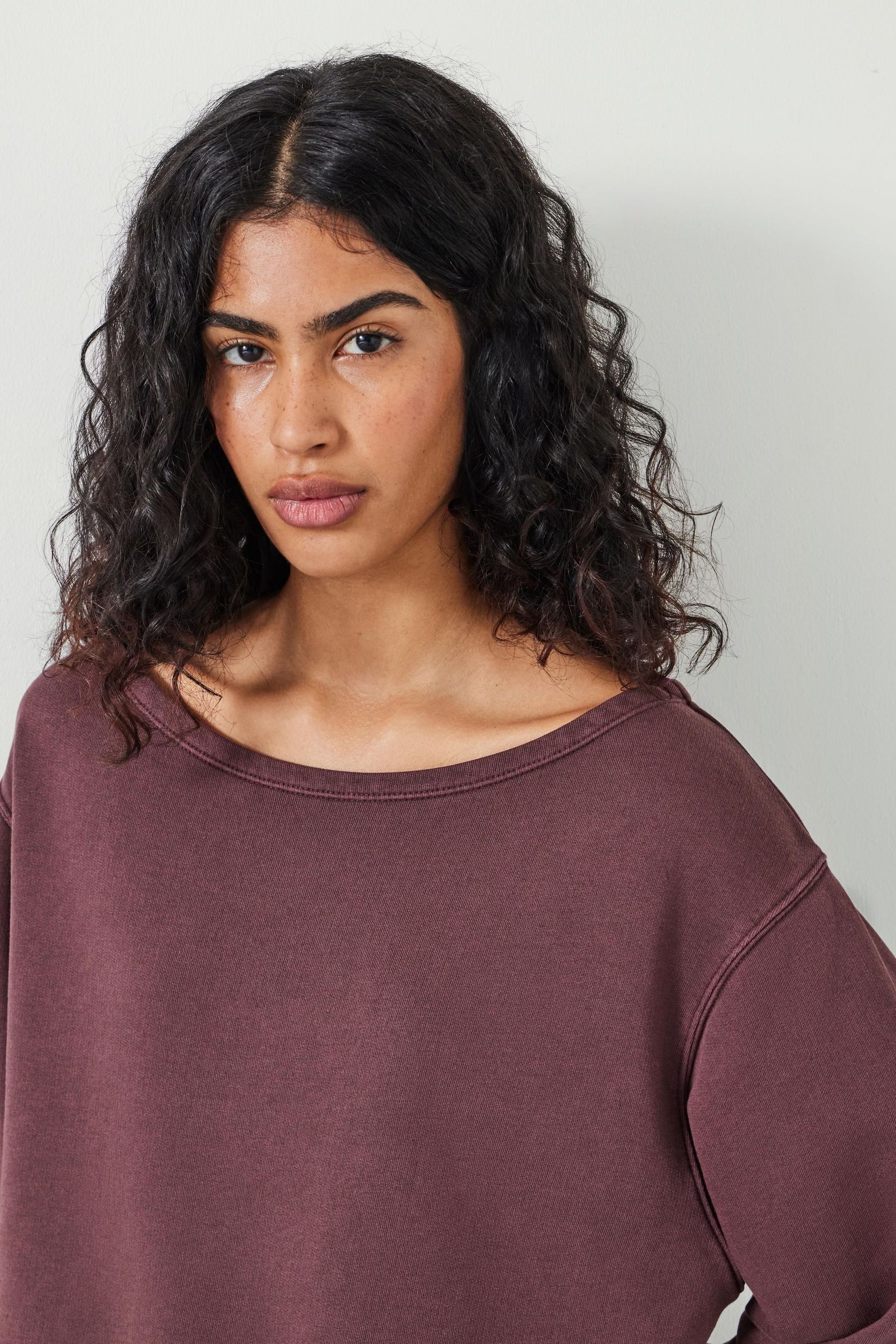 Buy Hush Brown Josie Relaxed Raw Edge Hem 100 Cotton Sweatshirt from the Next UK online shop