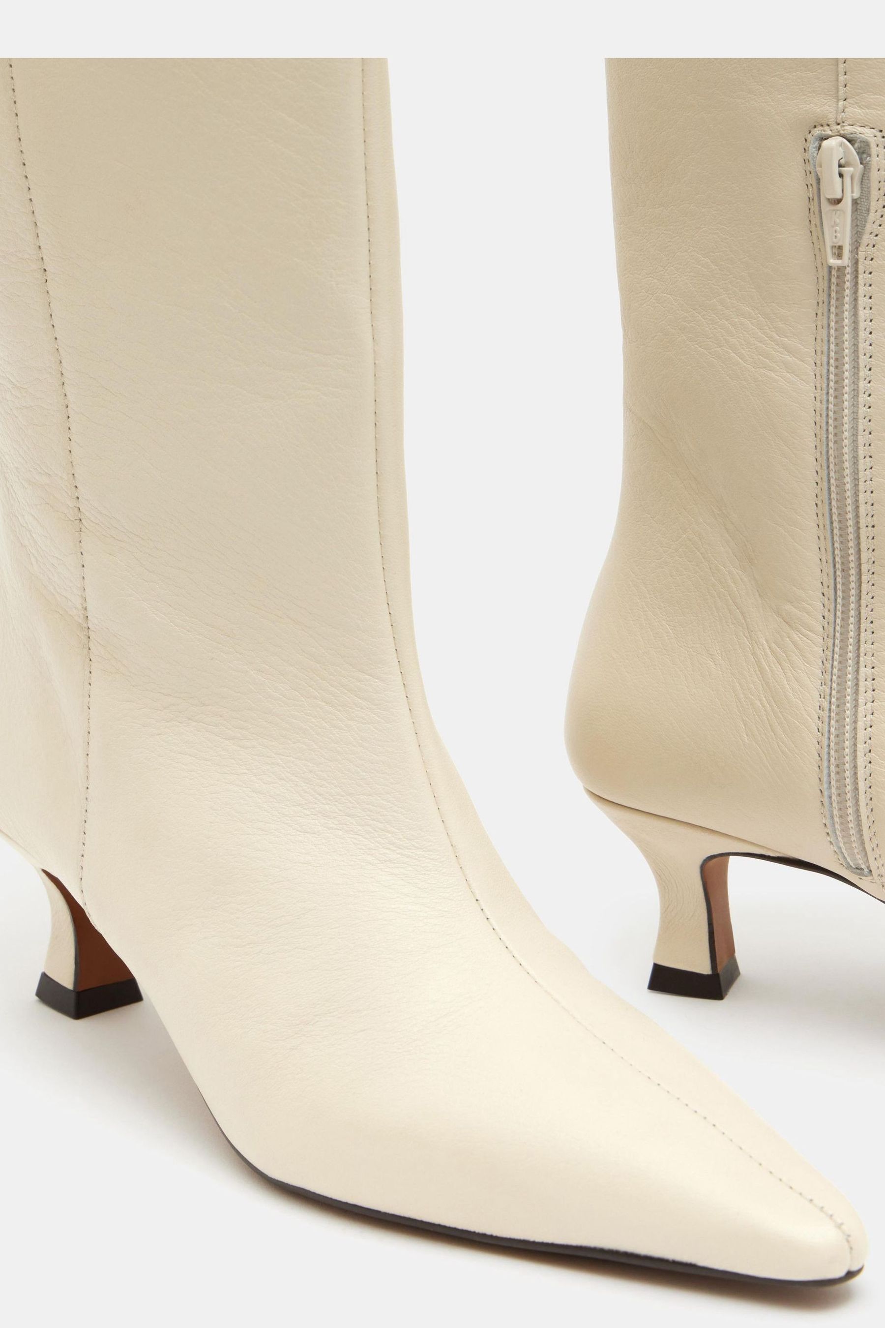 Hush Cream Katlynn Leather Kitten Heel Knee High Boots 3 EU 36 Womens