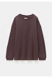 Hush Brown Flo Oversized Long Sleeve 100% Cotton T-Shirt - Image 4 of 4