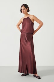 Hush Brown Indra Satin Skirt - Image 1 of 5