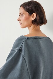 Hush Grey Josie Relaxed Raw Edge Hem 100% Cotton Sweatshirt - Image 3 of 5