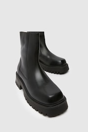 Schuh Alicia Leather Square Toe Black Boots - Image 3 of 4