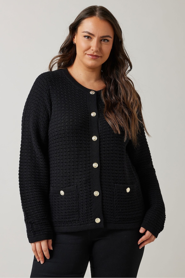 Evans Button Detail Black Cardigan - Image 1 of 5