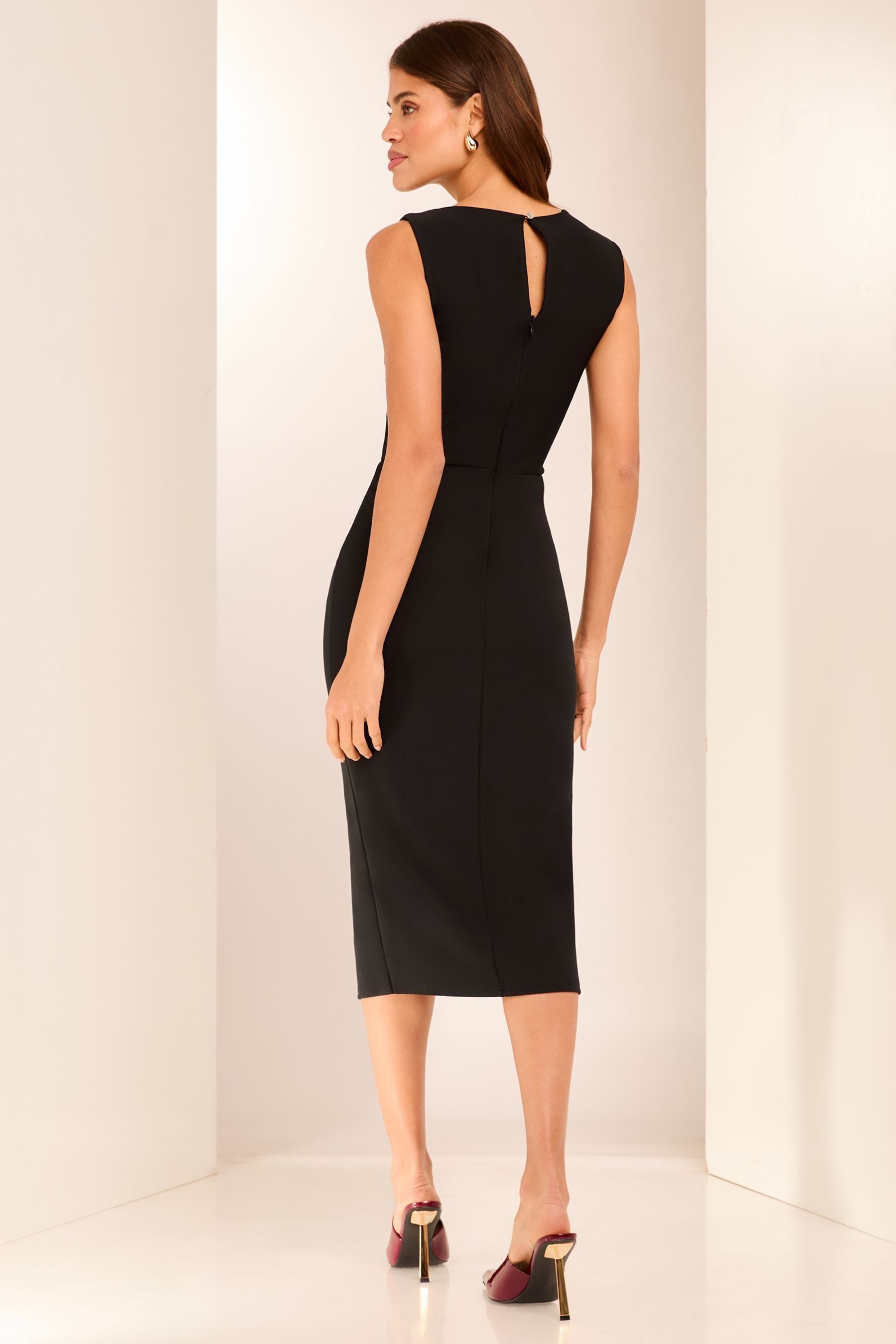 Buy Lipsy Black Petite Bow Neck Sleeveless Bodycon Midi Dress from Next United Arab Emirates
