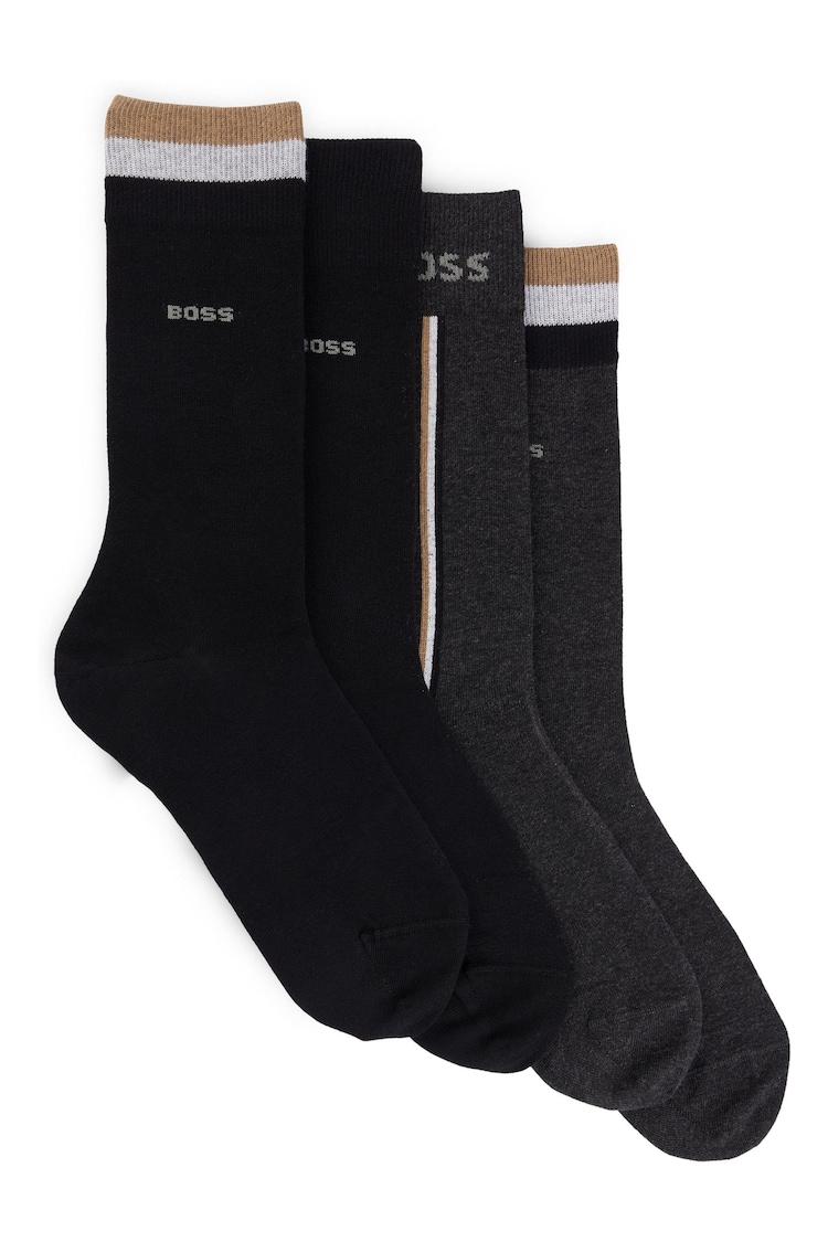 BOSS Black Cotton Blend Socks 4 Pack In A Regular Fit - Image 1 of 1