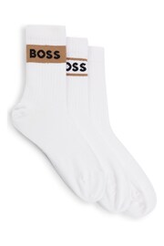 BOSS White Logo Detail Socks 3 Pack In A Short Length - Image 1 of 3