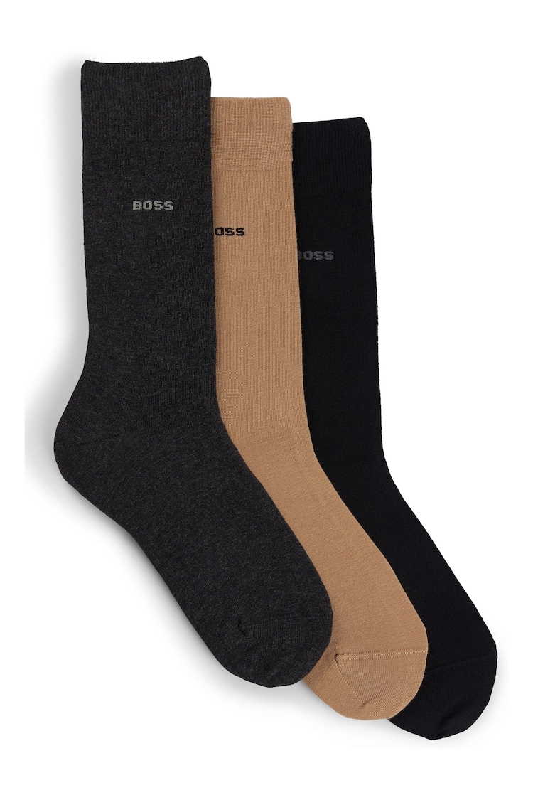 BOSS Natural Cotton Blend Socks 3 Pack In A Regular Length - Image 1 of 1