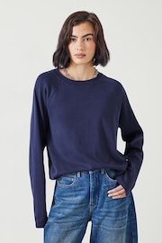 Hush Blue 100% Cotton Matilda Raglan Top - Image 1 of 4