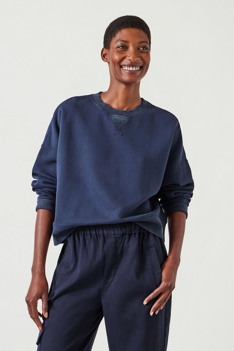 Hush Blue Oversized 100% Cotton Micaela Cropped Sweatshirt - Image 1 of 4