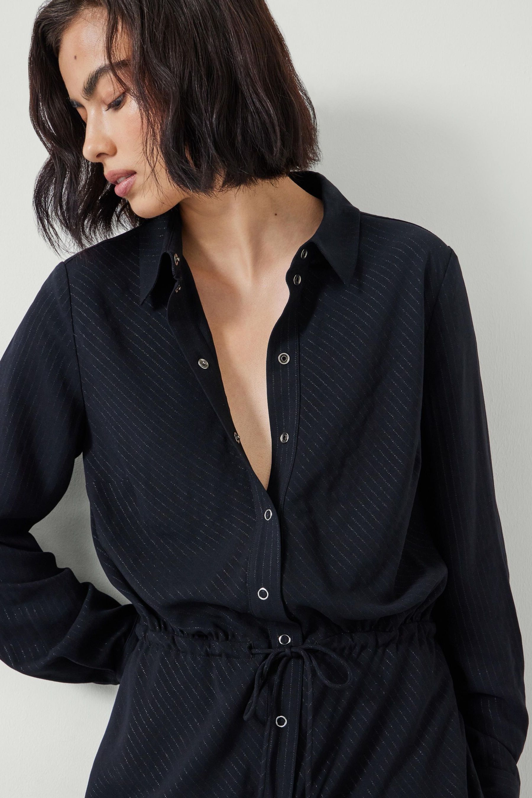 Buy Hush Black Martina Pinstripe Midi Dress from Next Georgia