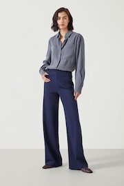 Hush Blue 100% Cotton Rowan Flared Trousers - Image 5 of 6