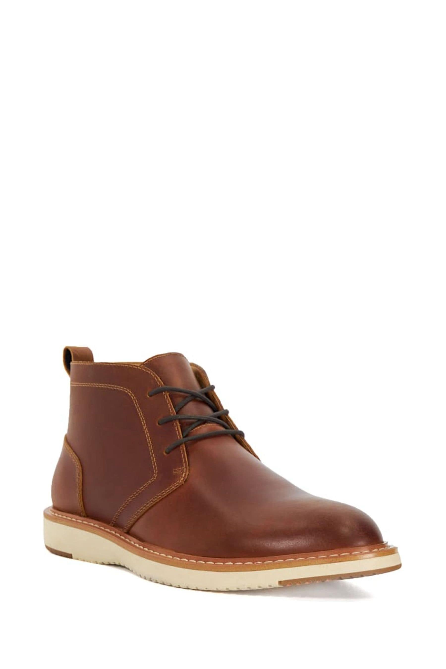Dune London Brown Chander Plain Toe Chukka Boots