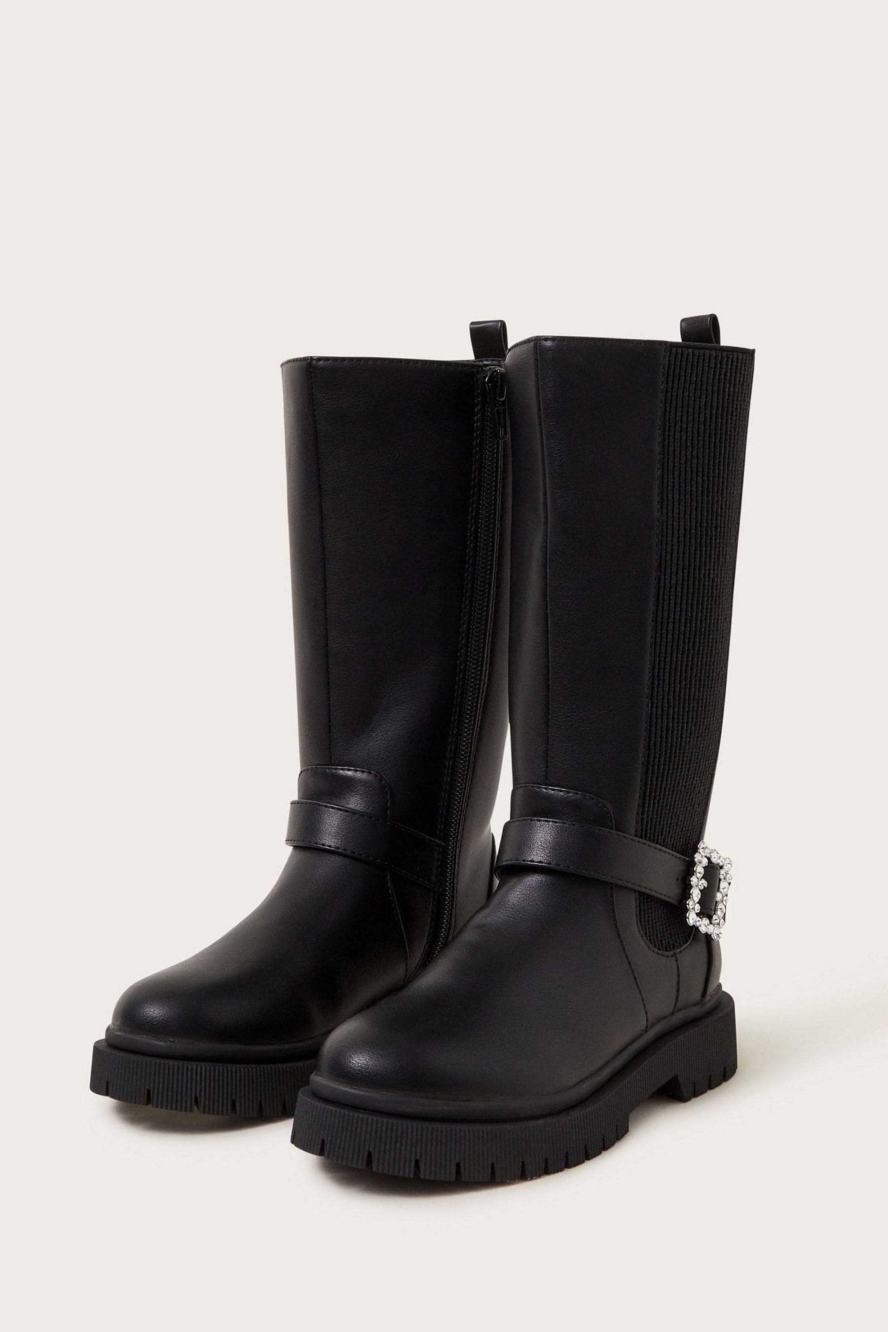 Buy Monsoon Black Diamante Buckle Knee High Boots from the Next UK online shop