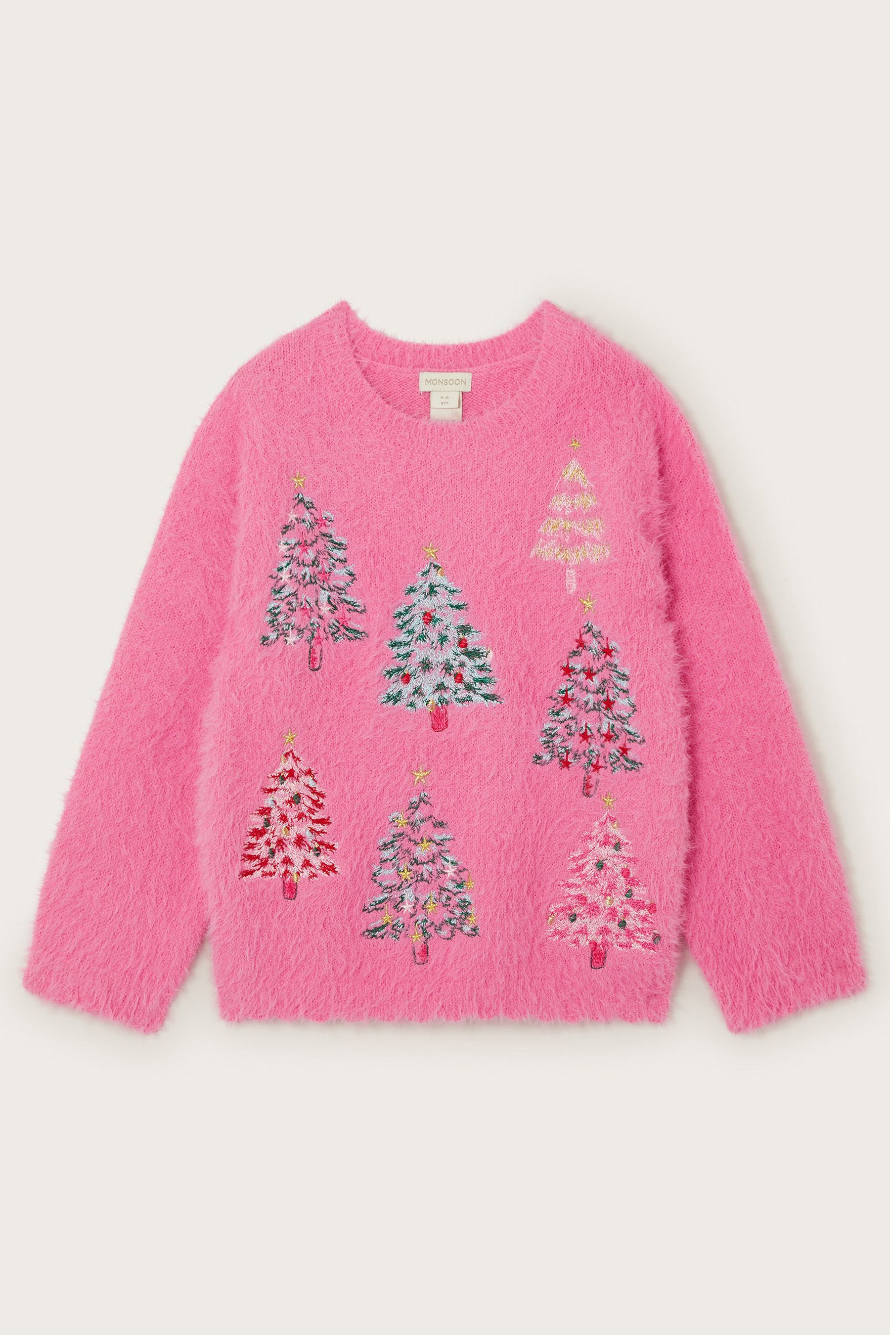Buy Monsoon Pink Embroidered Christmas Tree Jumper from the Next UK online shop