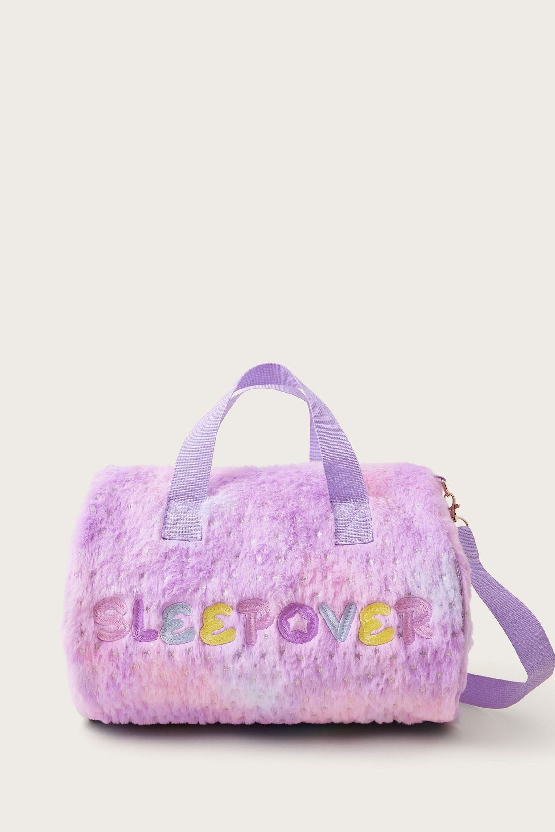 Pink faux fur weekender bag deals