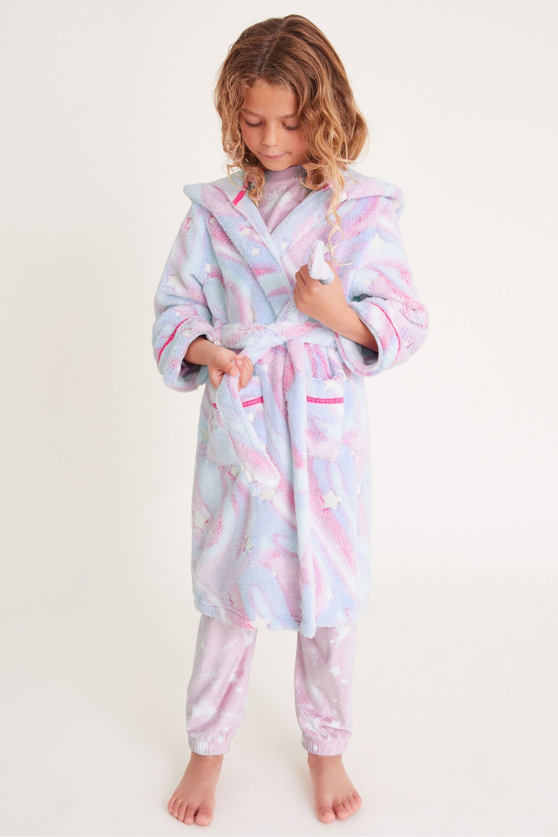 Buy Monsoon Pink Fleece Marble Star Print Dressing Gown from the Next UK online shop