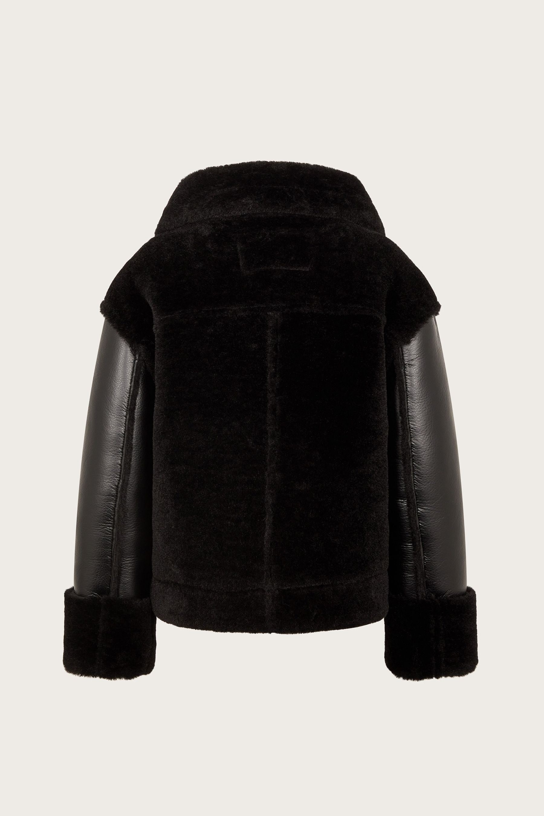 Monsoon Black Faux Fur Aviator Jacket