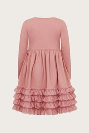 Monsoon Pink Long Sleeve Jersey Ruffle Wrap Dress - Image 2 of 3