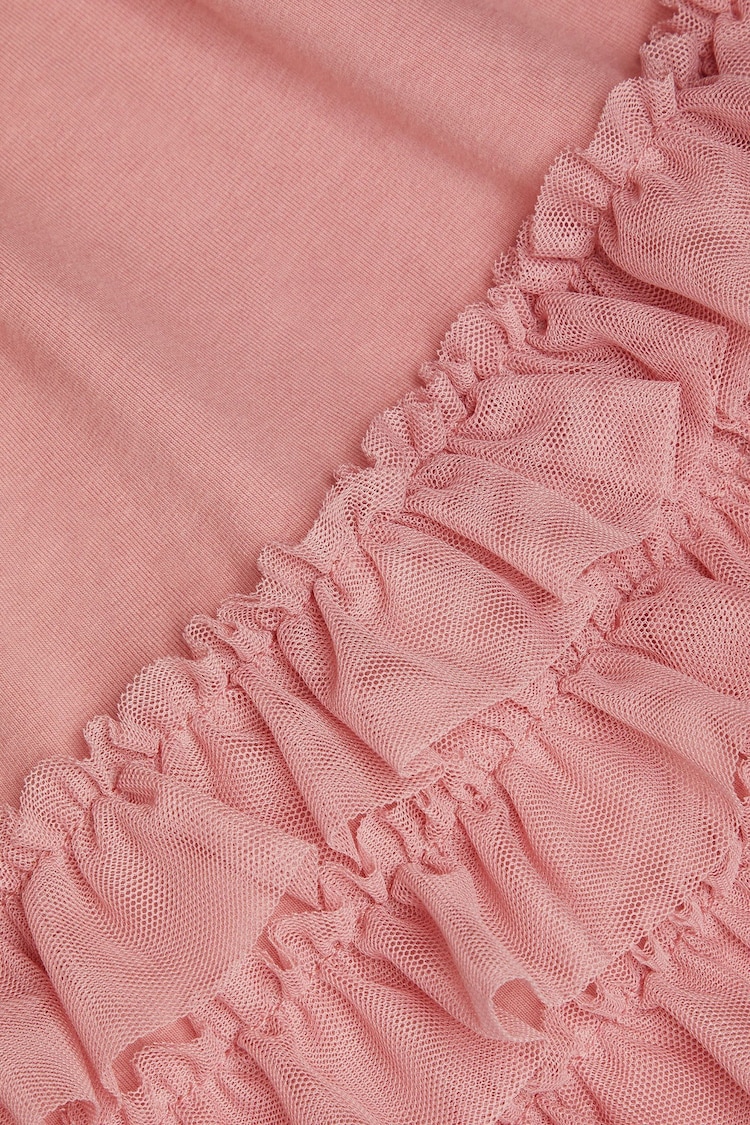 Monsoon Pink Long Sleeve Jersey Ruffle Wrap Dress - Image 3 of 3