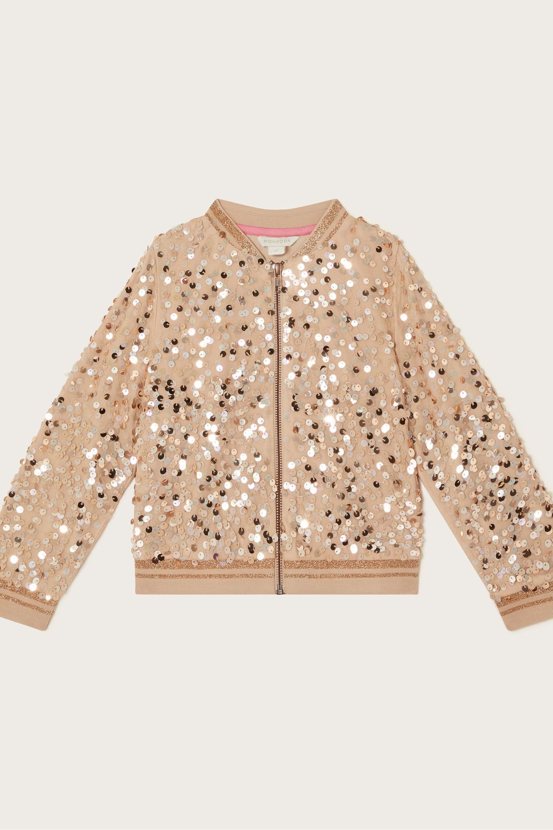 Monsoon Gold Sequin Bomber Jacket