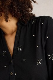 White Stuff Black 100% Cotton Annie Embroidered Shirt - Image 4 of 6