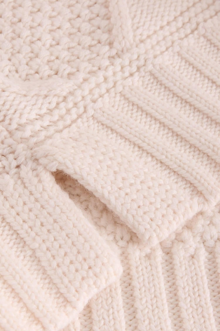 White Stuff Natural Patchwork Cable Jumper - Image 6 of 6