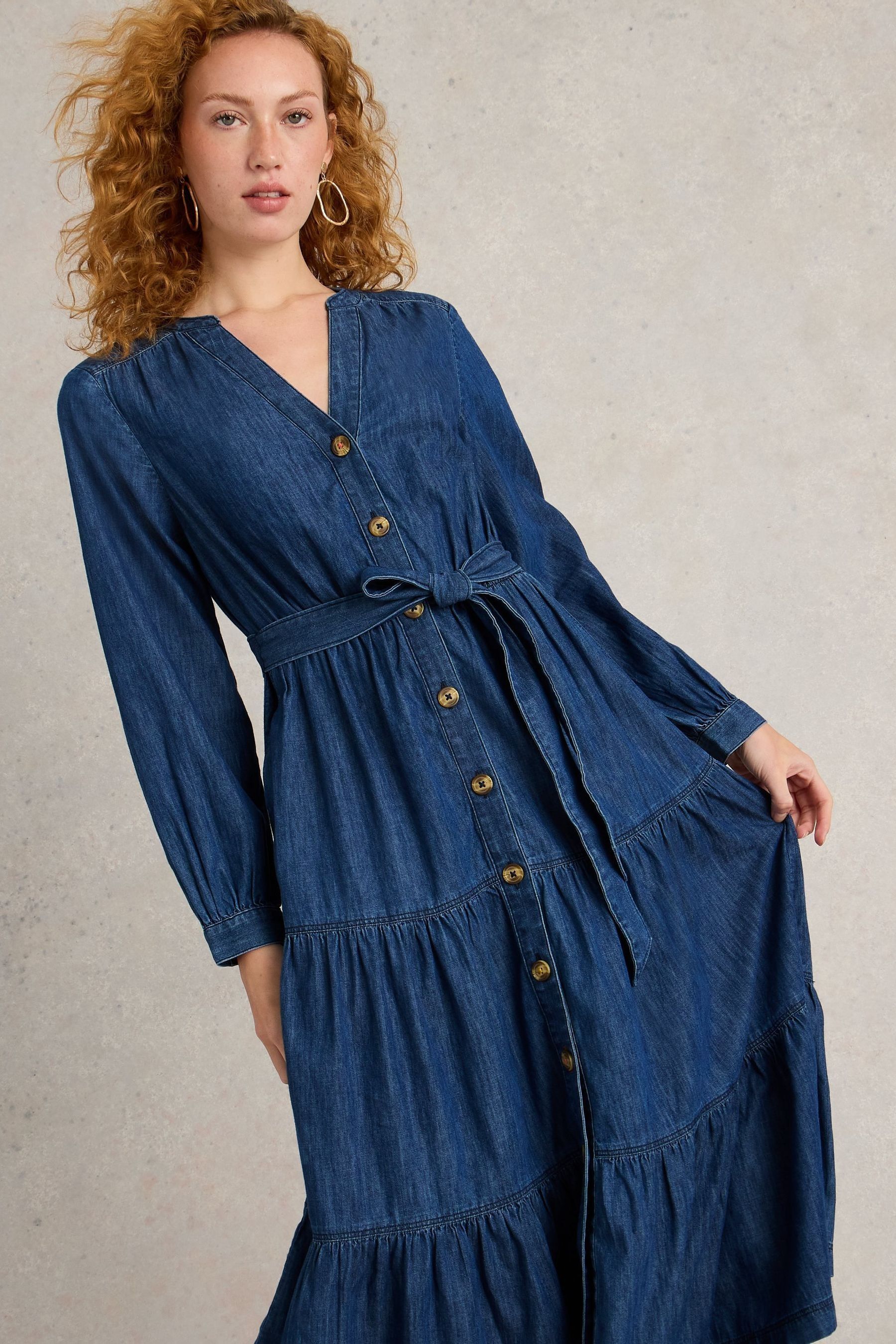 Buy White Stuff Blue Mina Tiered Denim Dress from Next USA