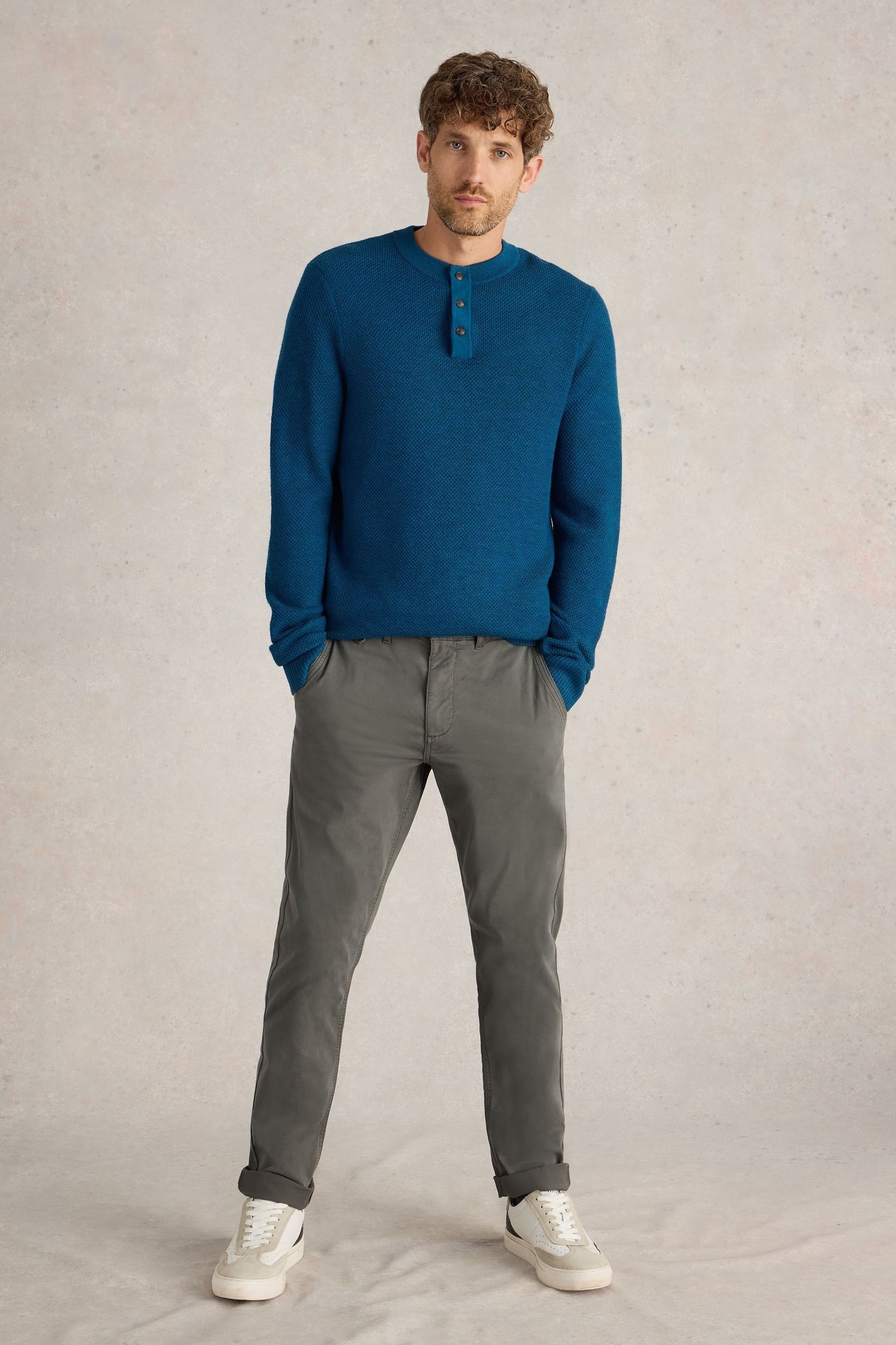 White Stuff Green Newport Merino Henley Jumper Small Mens