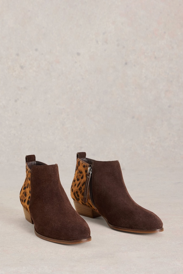 White Stuff Brown Wide Fit Suede Pony Ankle Boots - Image 2 of 4