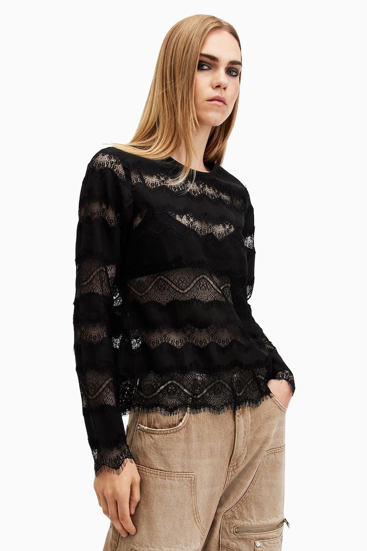 AllSaints Black Tiff Top - Image 2 of 8